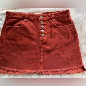 Half button front corduroy mini skirt
